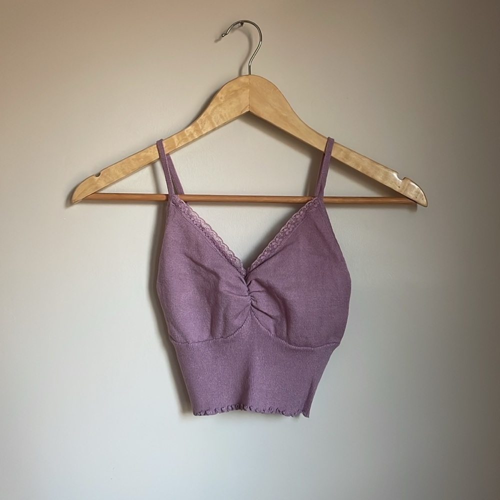 NWOT LA Hearts Purple Cropped Fitted Knit Tank Size Small